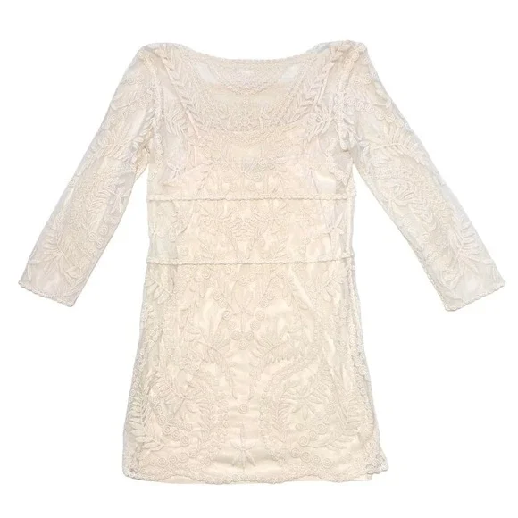 Express | Dresses | Sheer Boho Cream Embroidered Dress Express Size M |  Poshmark